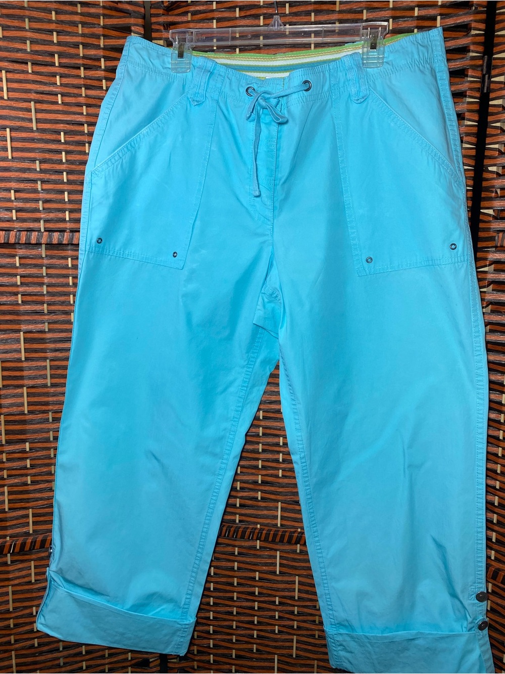 Liz Claiborne Aqua Blue Cropped Capris Women’s Size 16 Drawstring